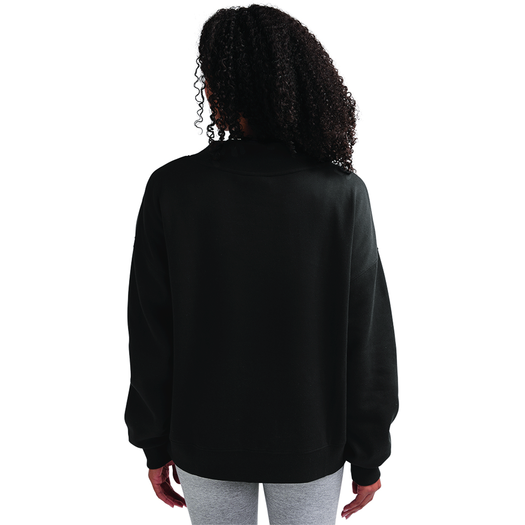 Charles River Women's Black Willow Mock-Neck Sweatshirt - Puff Embroidery
