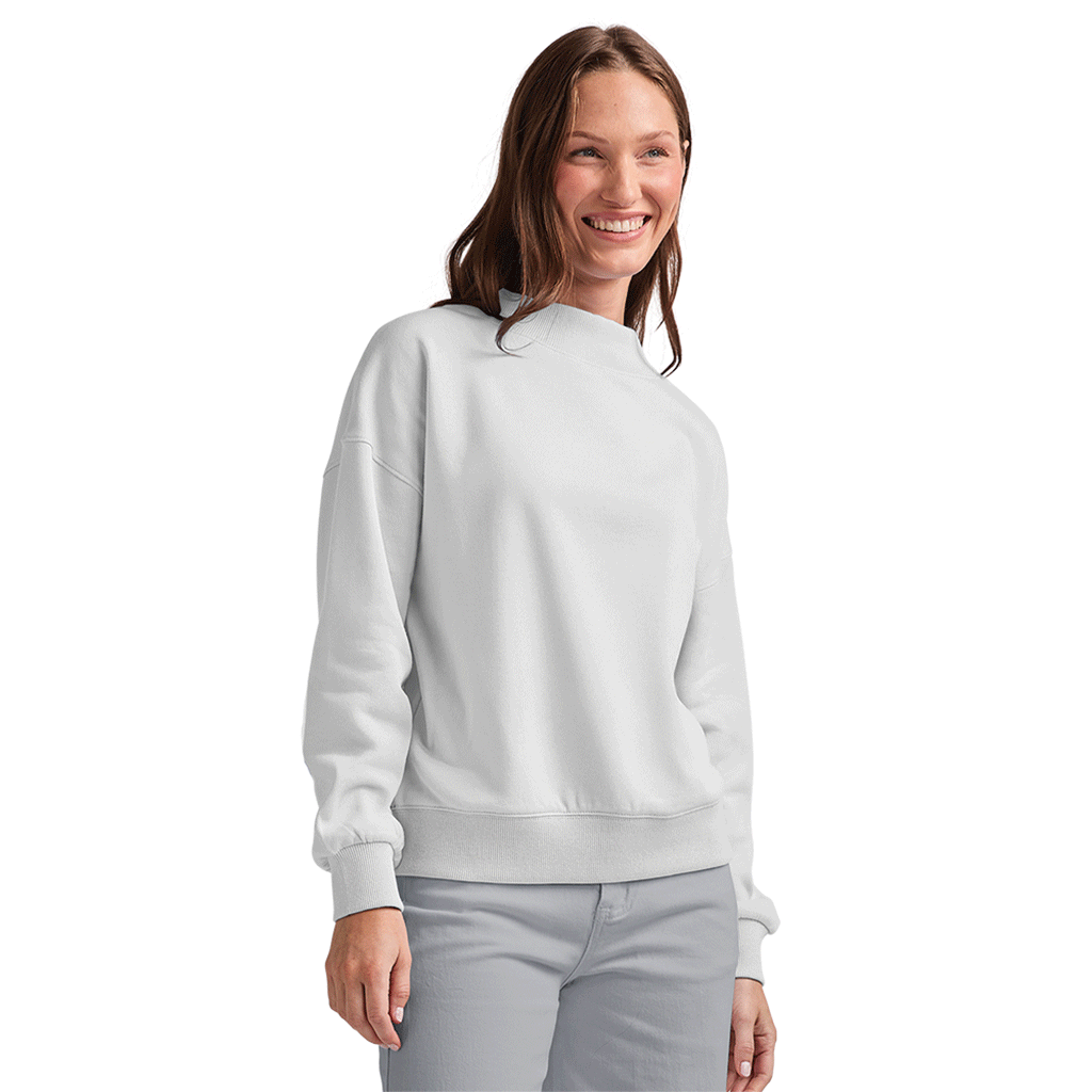 Charles River Women's White Willow Mock-Neck Sweatshirt - Puff Embroidery