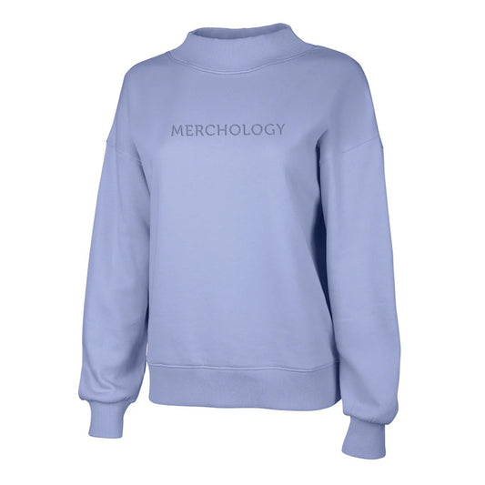 Charles River Women's Blue Lavender Willow Mock-Neck Sweatshirt - Puff Embroidery