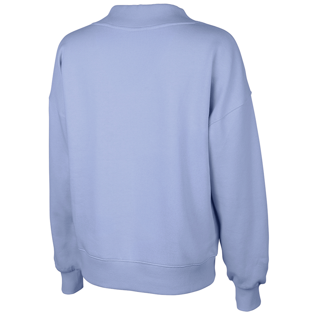 Charles River Women's Blue Lavender Willow Mock-Neck Sweatshirt - Puff Embroidery