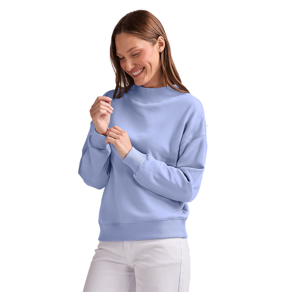 Charles River Women's Blue Lavender Willow Mock-Neck Sweatshirt - Puff Embroidery