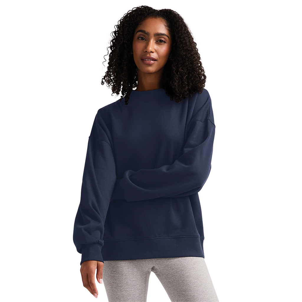 Charles River Women's Navy Willow Mock-Neck Sweatshirt - Puff Embroidery