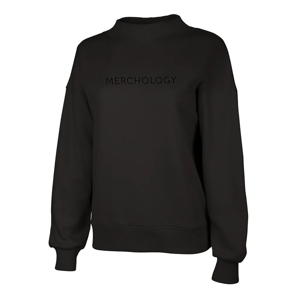 Charles River Women's Black Willow Mock-Neck Sweatshirt - Puff Embroidery