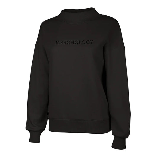 Charles River Women's Black Willow Mock-Neck Sweatshirt - Puff Embroidery