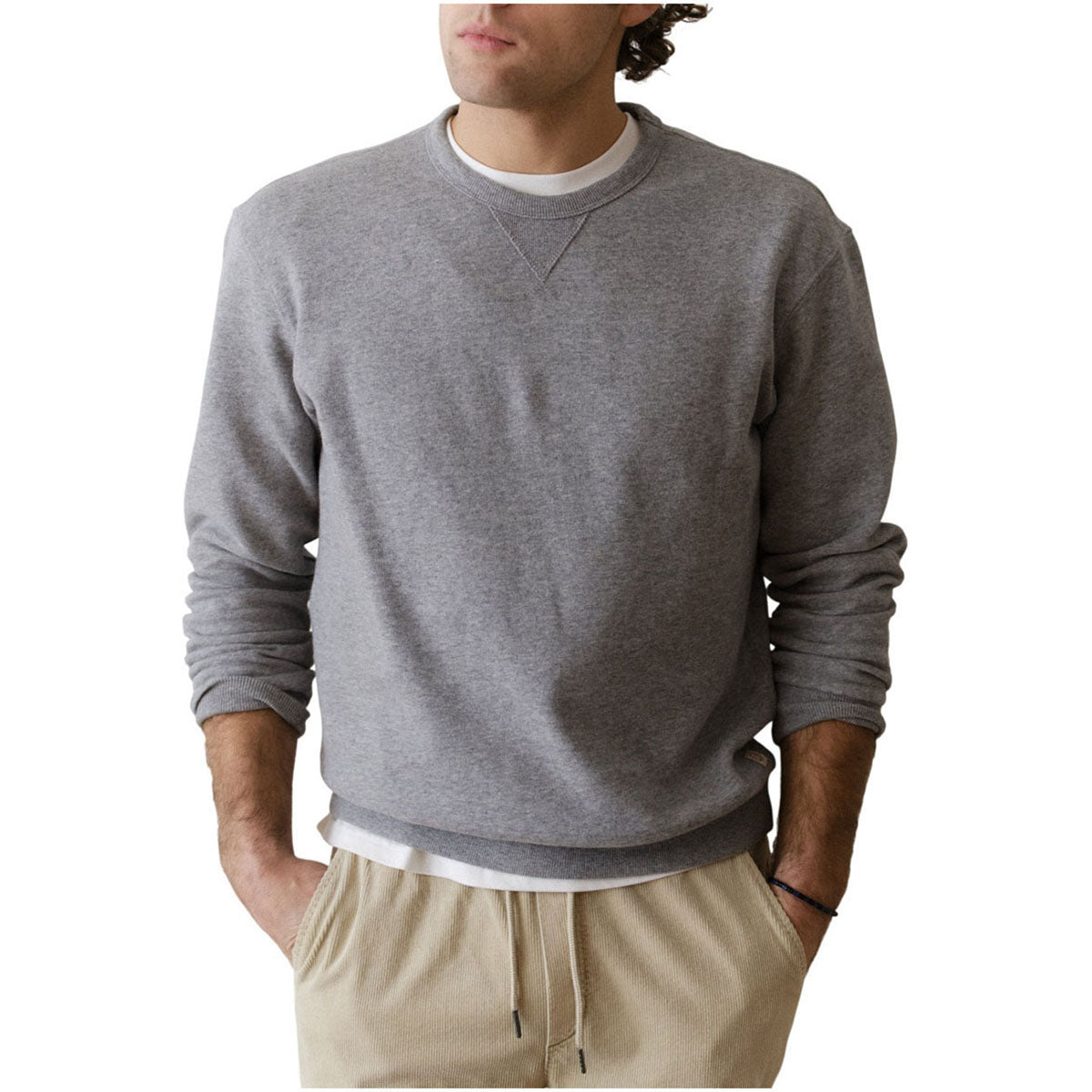 Marine Layer Men's Heather Grey Cloud 9 Fleece Relaxed Crewneck