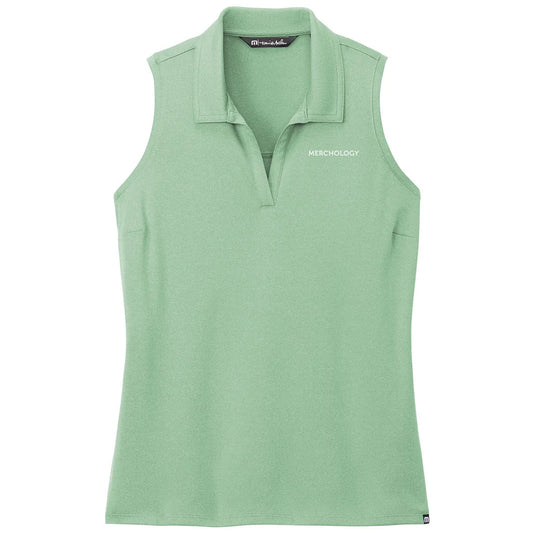 TravisMathew Women's Beryl Green Heather Coto Performance Sleeveless Polo