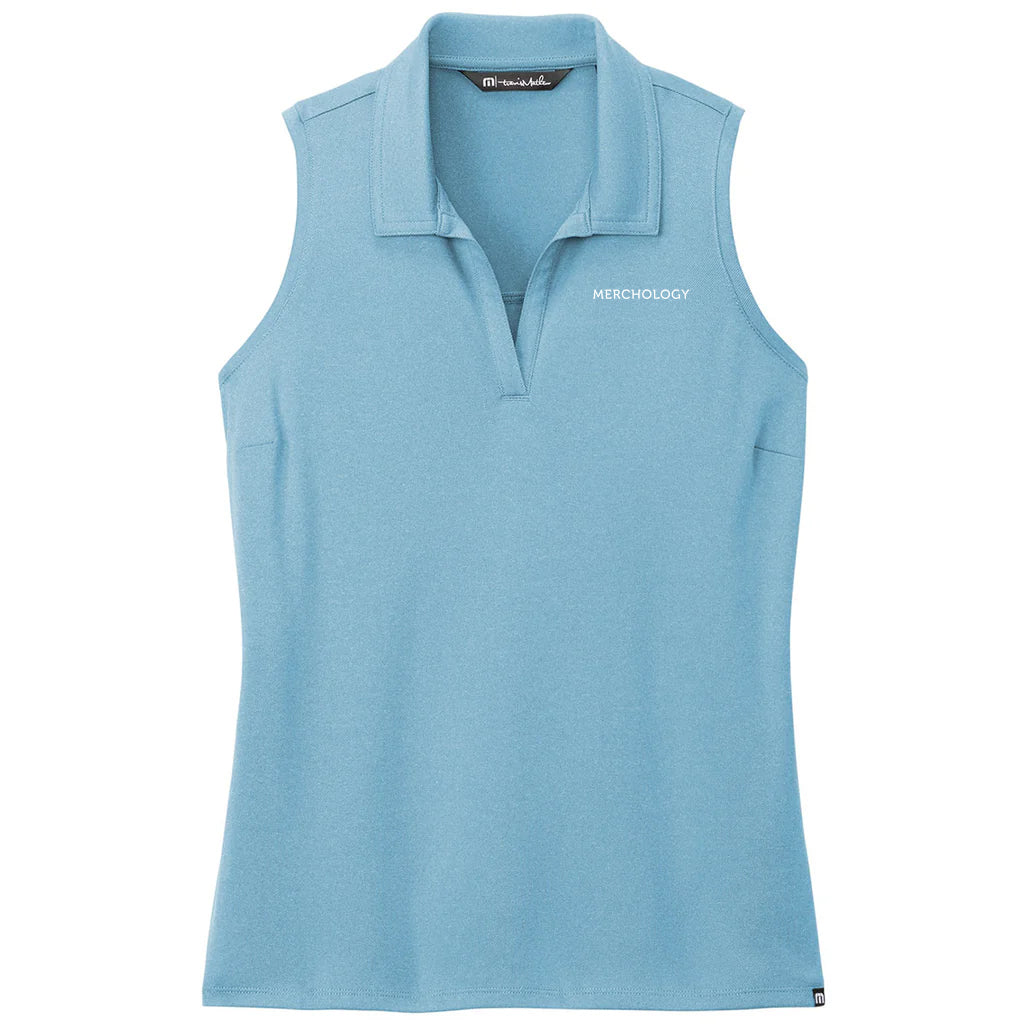 TravisMathew Women's Brilliant Blue Heather Coto Performance Sleeveless Polo