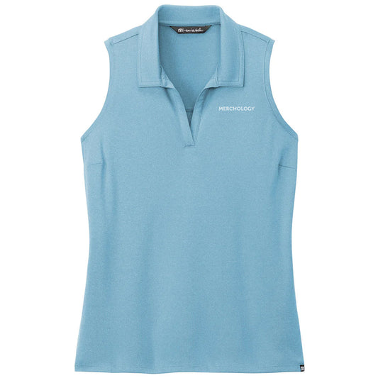 TravisMathew Women's Brilliant Blue Heather Coto Performance Sleeveless Polo