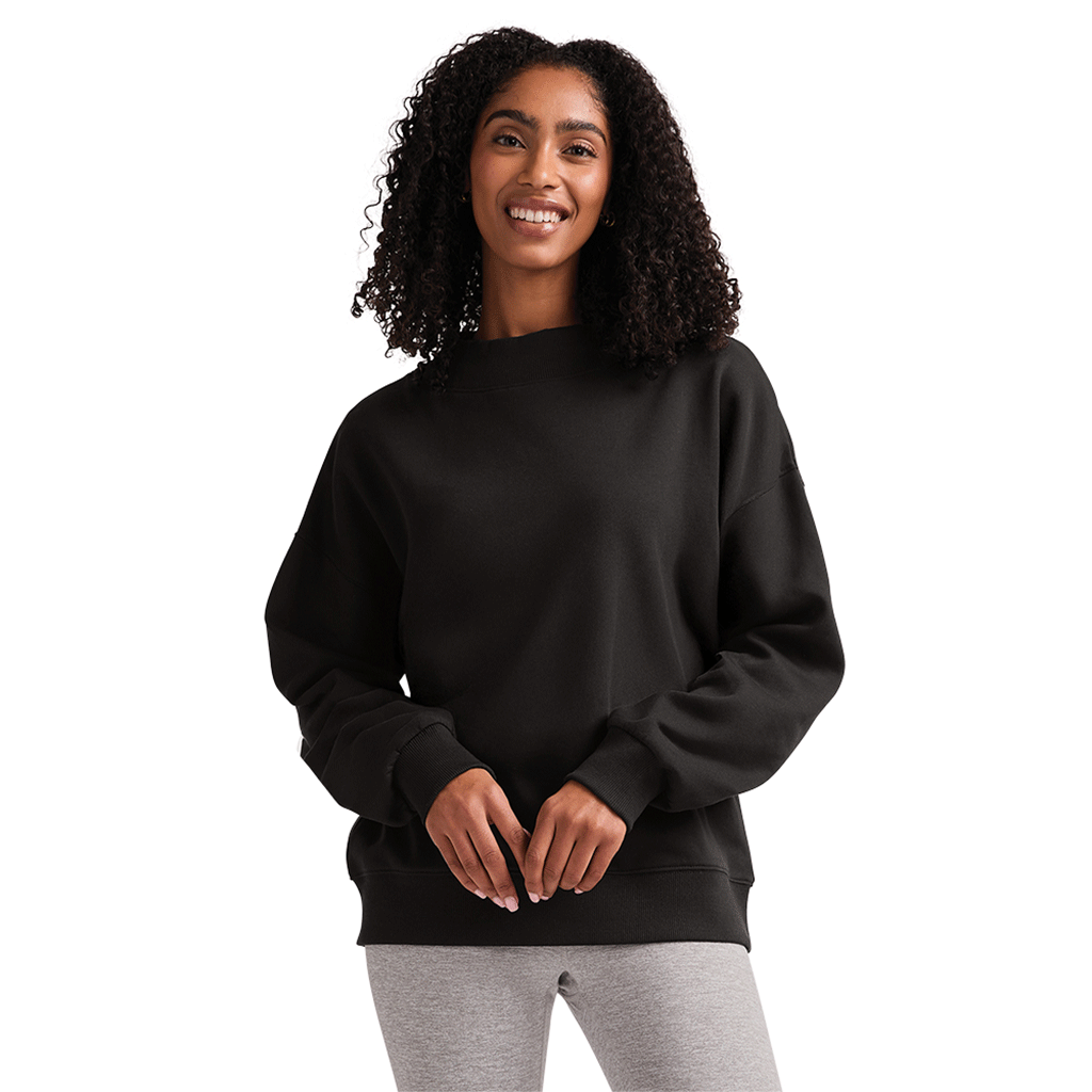 Charles River Women's Black Willow Mock-Neck Sweatshirt - Puff Embroidery