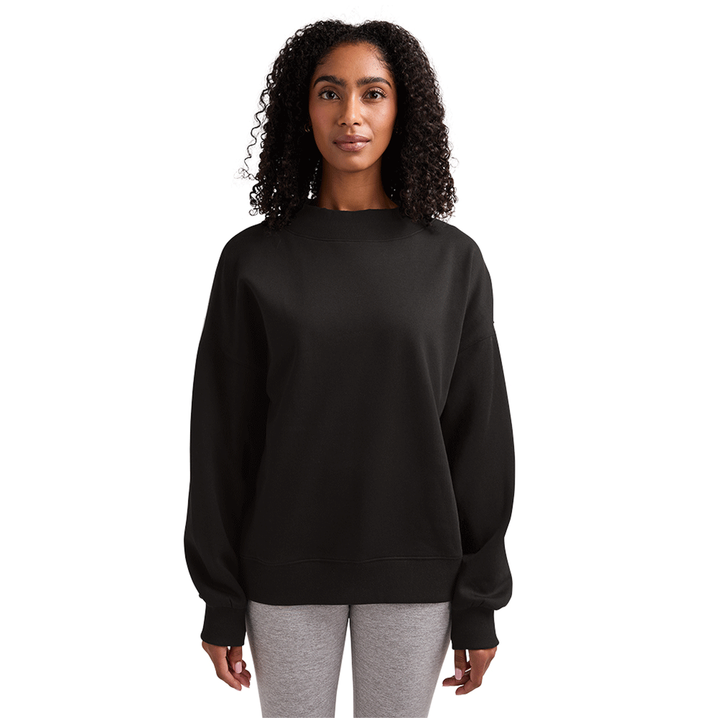 Charles River Women's Black Willow Mock-Neck Sweatshirt - Puff Embroidery