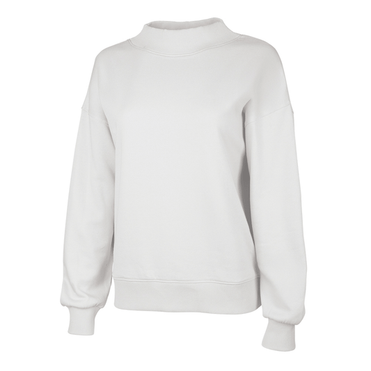 Charles River Women's White Willow Mock-Neck Sweatshirt - Puff Embroidery