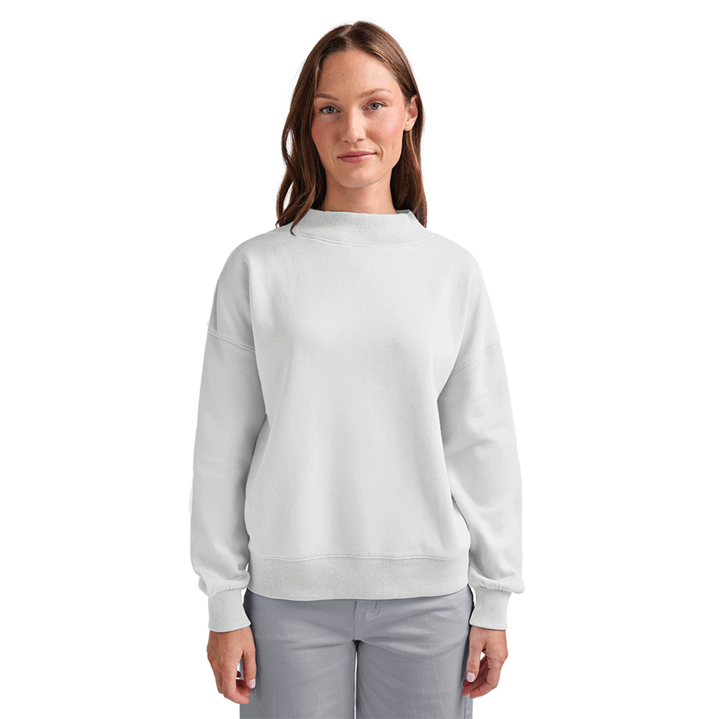 Charles River Women's White Willow Mock-Neck Sweatshirt - Puff Embroidery