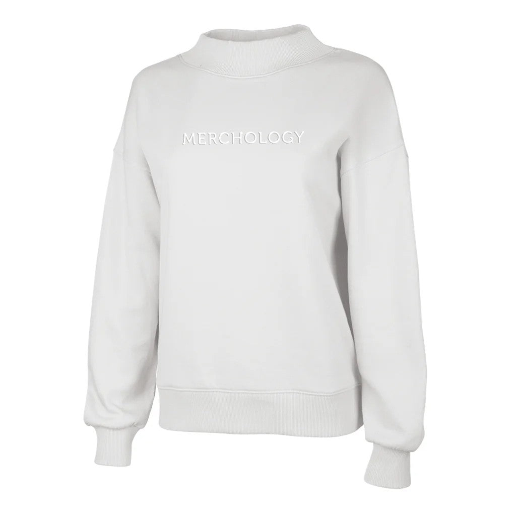 Charles River Women's White Willow Mock-Neck Sweatshirt - Puff Embroidery