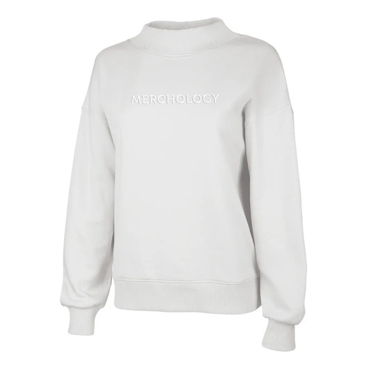 Charles River Women's White Willow Mock-Neck Sweatshirt - Puff Embroidery