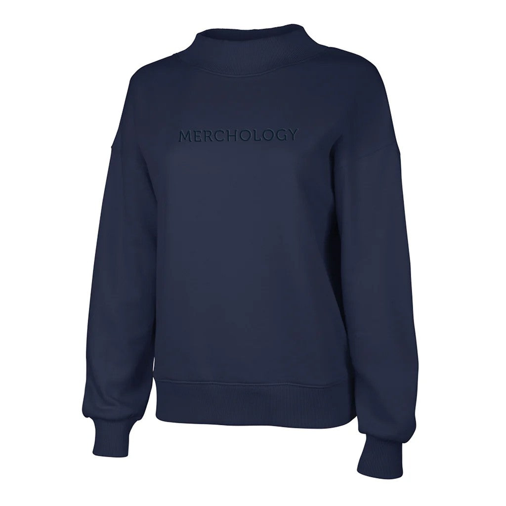 Charles River Women's Navy Willow Mock-Neck Sweatshirt - Puff Embroidery