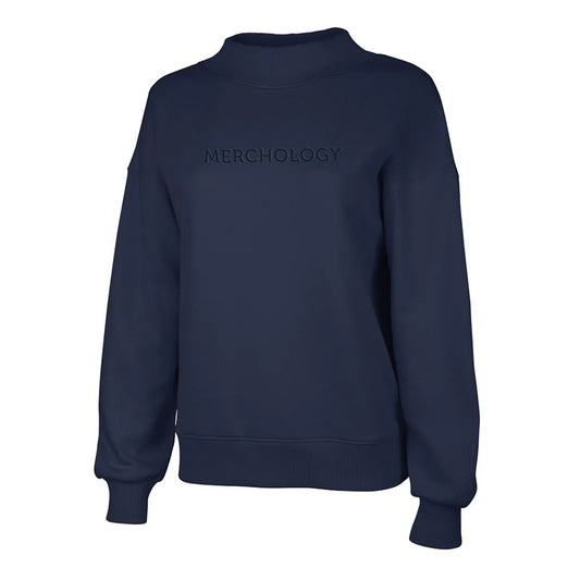 Charles River Women's Navy Willow Mock-Neck Sweatshirt - Puff Embroidery