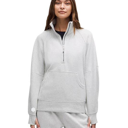 Lululemon Women's Heathered Core Ultra Light Grey Scuba Oversized Funnel Neck Half Zip